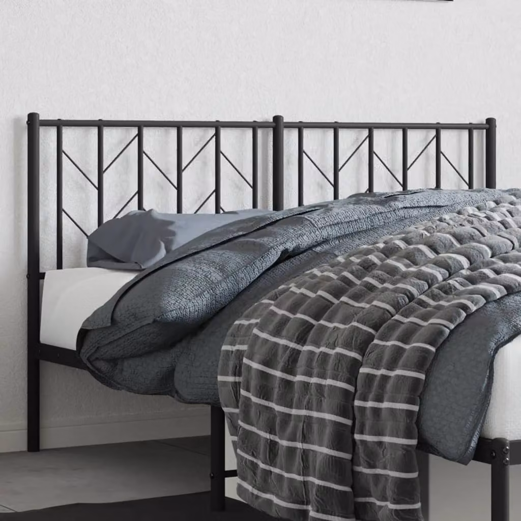 Testiera di ricambio in metallo vidaXL nera con design geometrico per letto 150x200 cm