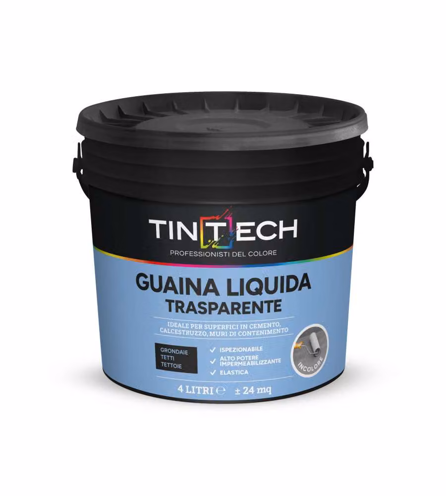Tintech Guaina liquida impermeabilizzante trasparente per tetti e cemento