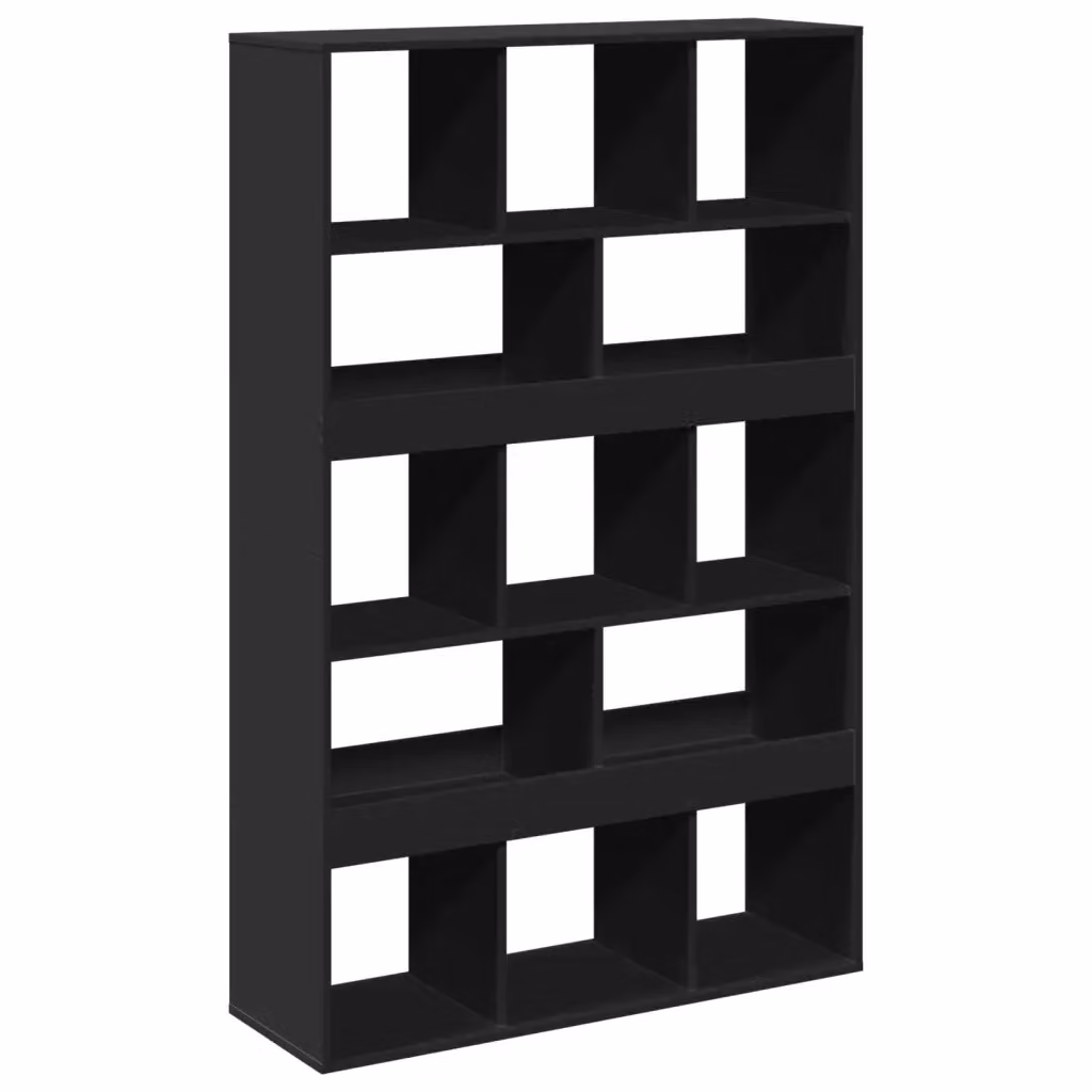 Libreria nera vidaXL in legno e MDF per soggiorno L 100 cm, P 33 cm, H 156,5 cm – 3