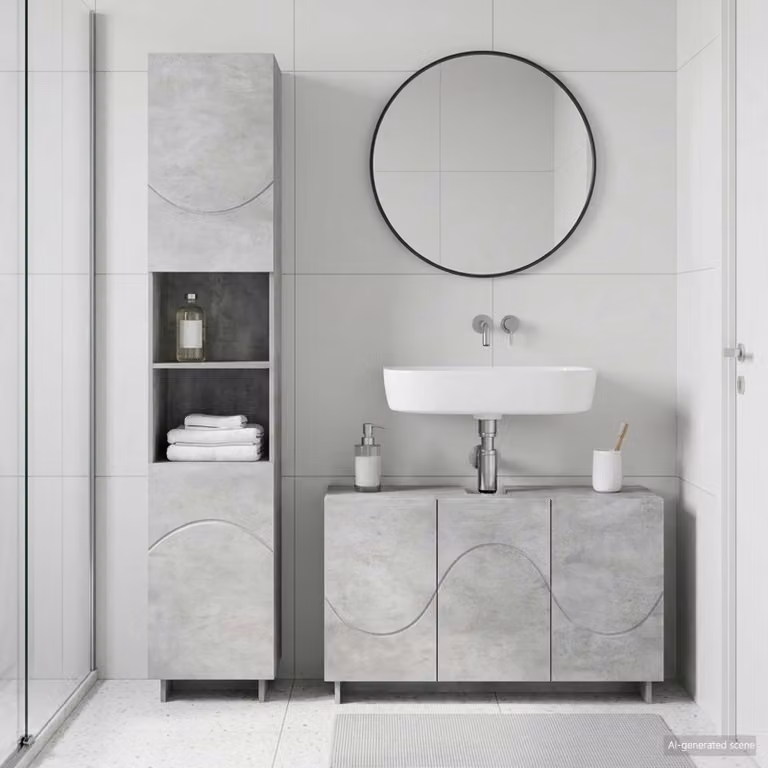 vidaXL Set mobili da bagno 2 pz Grigio Cemento Legno ingegnerizzato