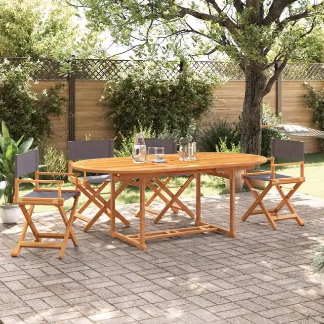 Set di 4 sedie pieghevoli in tessuto grigio scuro 3208913