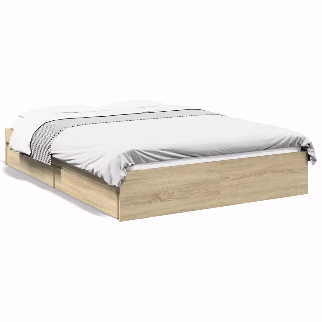 Giroletto con cassetti vidaXL in legno Rovere Sonoma, L/P/H: 140 x 200 x 28 cm – 2