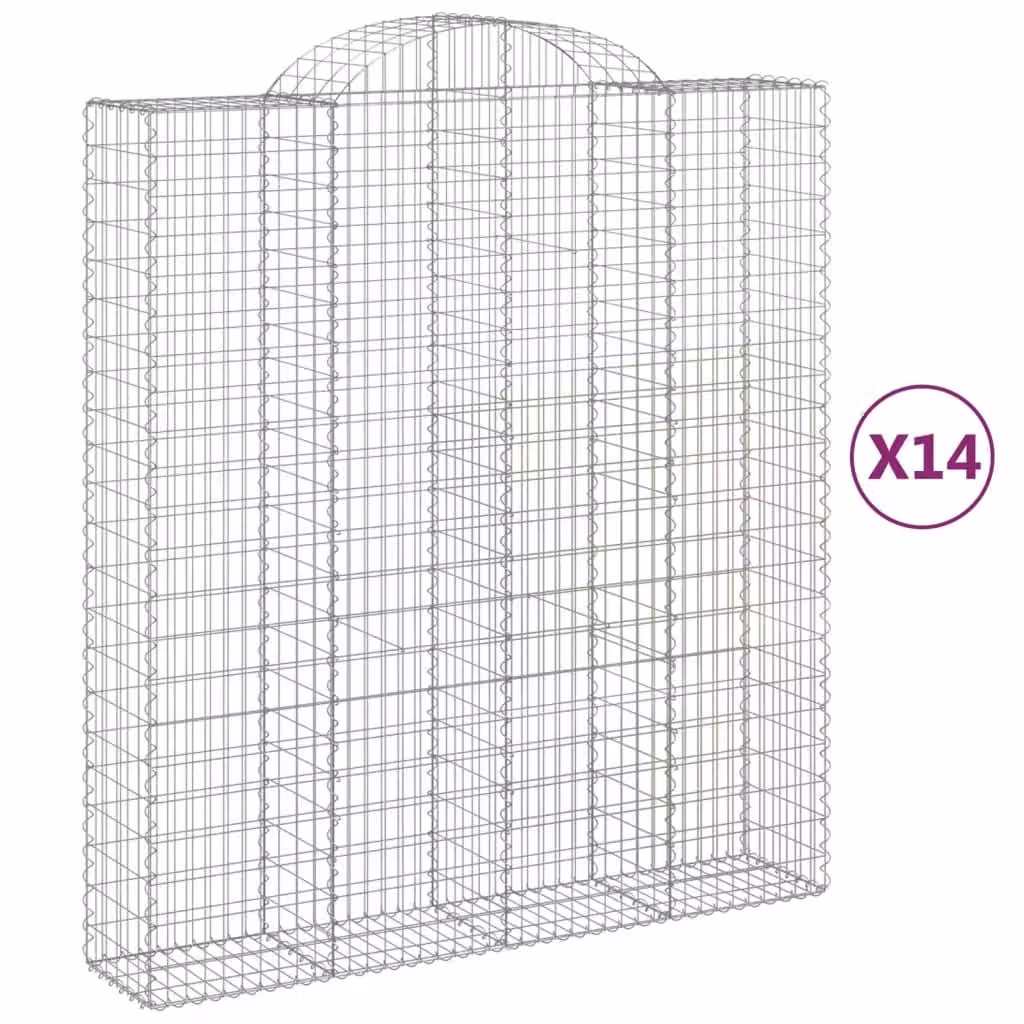 Cesti Gabbioni ad Arco 14 pz 200x50x220/240 cm Ferro Zincato