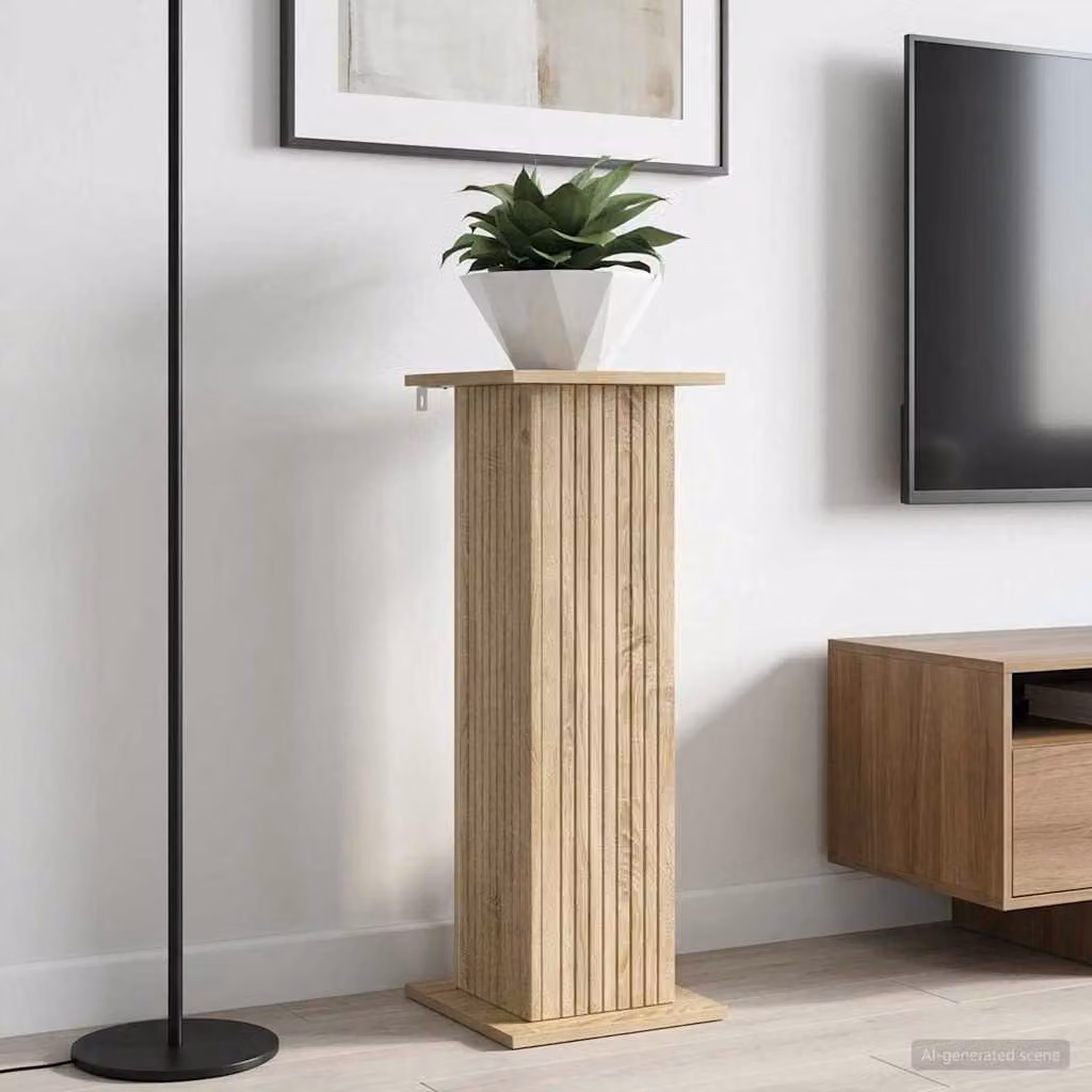 vidaXL Supporto per piante moderno in legno Rovere Sonoma, marrone, L/P/H: 30,5 x 30,0 x 80,5 cm
