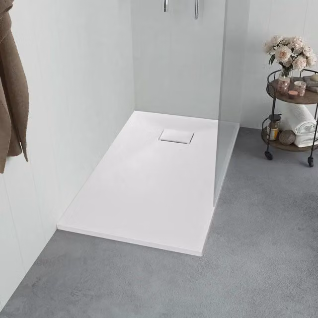 Piatto doccia rettangolare vidaXL in mineral cast bianco antiscivolo L: 100 cm, P: 70 cm