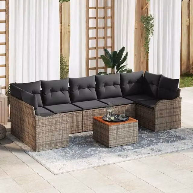 Set Divano da Giardino 8 pz Grigio polyrattan 3356088