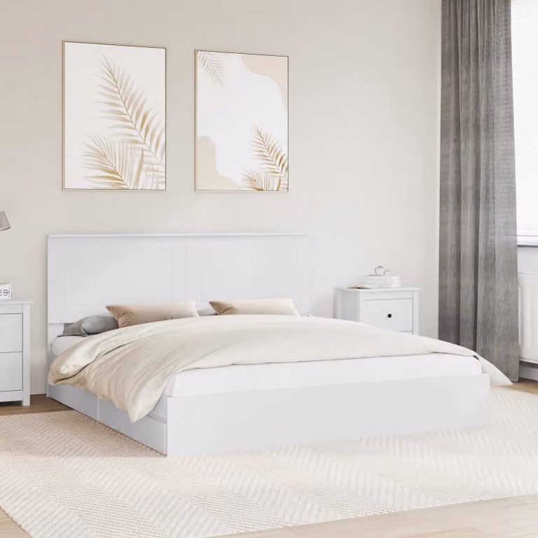 Letto con Contenitore vidaXL Bianco in Legno Ingegnerizzato L/P: 180 x 200 cm