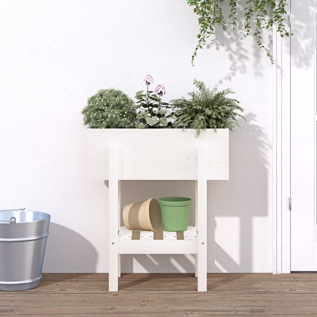 Fioriera da giardino vidaXL in legno di pino bianco L: 62 cm, P: 30 cm, H: 69 cm