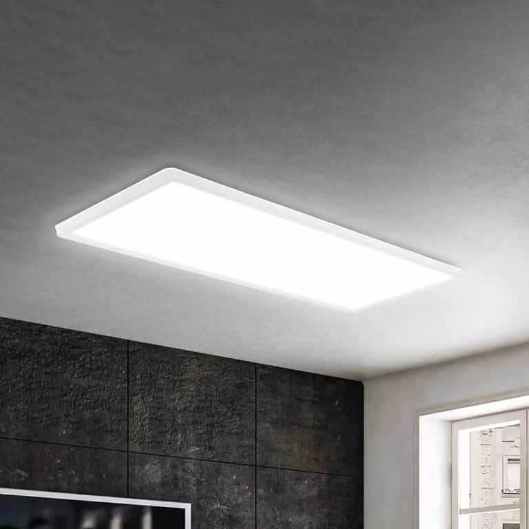 Briloner Pannello LED a superficie Slim 58x20cm on/off 4.000K bianco, Bianco / Opale, Studio / Ufficio, Plastica, Moderno, Pannello LED