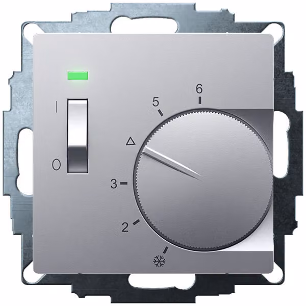 Eberle UP-Raumregler UTE 1012 in alluminio, 55x55 mm, temperatura 5-30 °C, 24 V CA