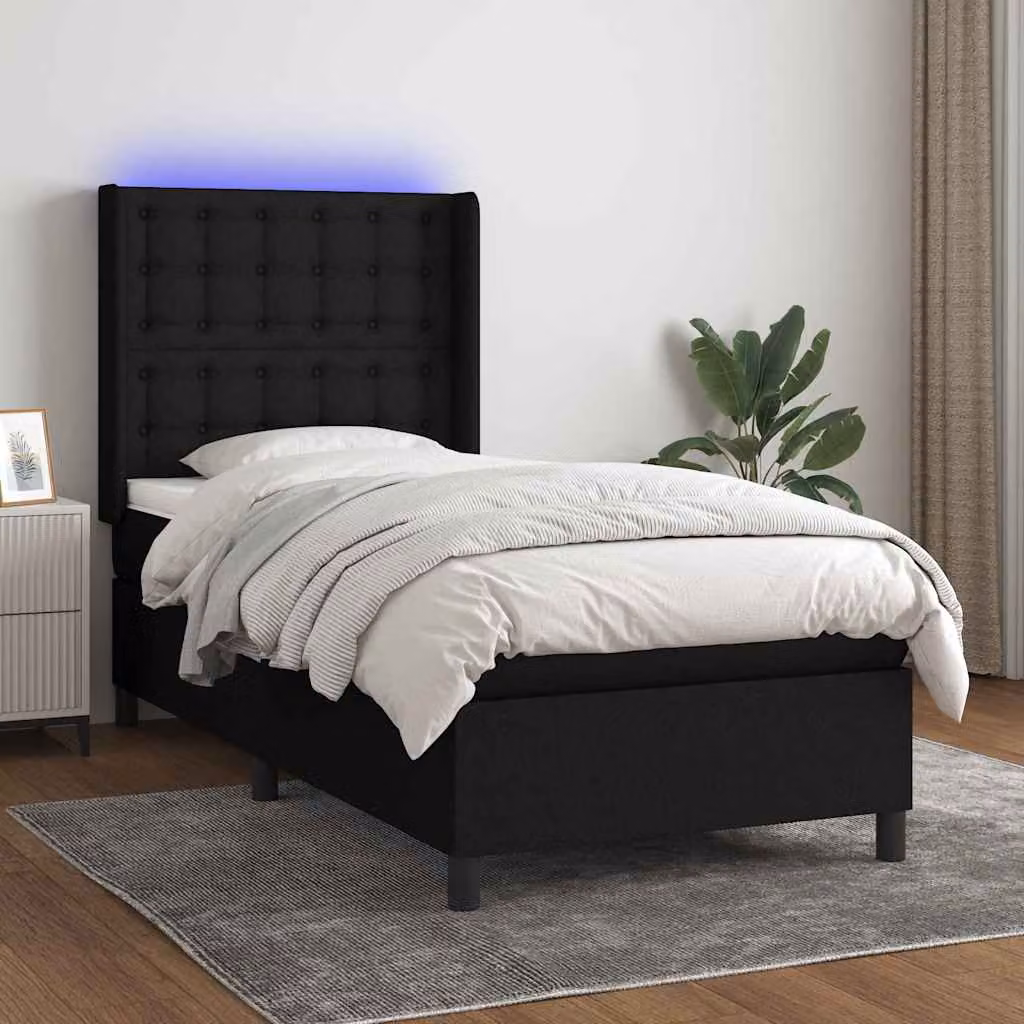 Letto a Molle vidaXL con Illuminazione LED e Porta USB in Tessuto L/P: 100 x 200 cm – 1