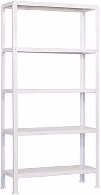 Scaffale in metallo Simon Rack bianco con 5 ripiani H: 180 cm, L: 80 cm, P: 30 cm