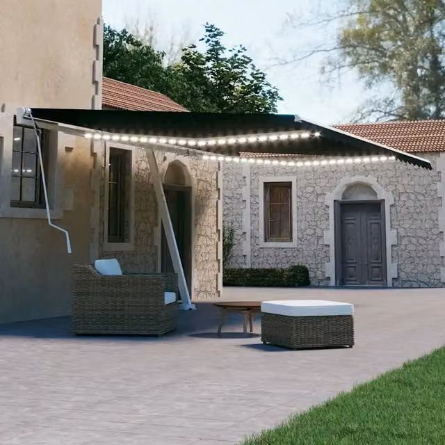 Tenda da Sole Retrattile Manuale con LED 600x300 cm Antracite 3069604