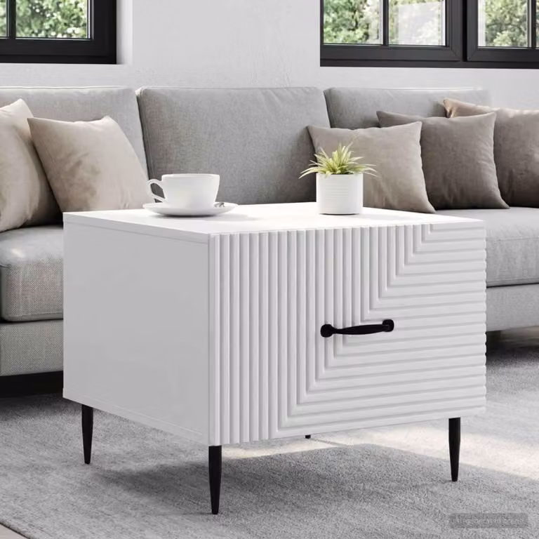 Maison Exclusive - Tavolino bianco lucido 49 x 50 x 40 cm in materiale derivato dal legno