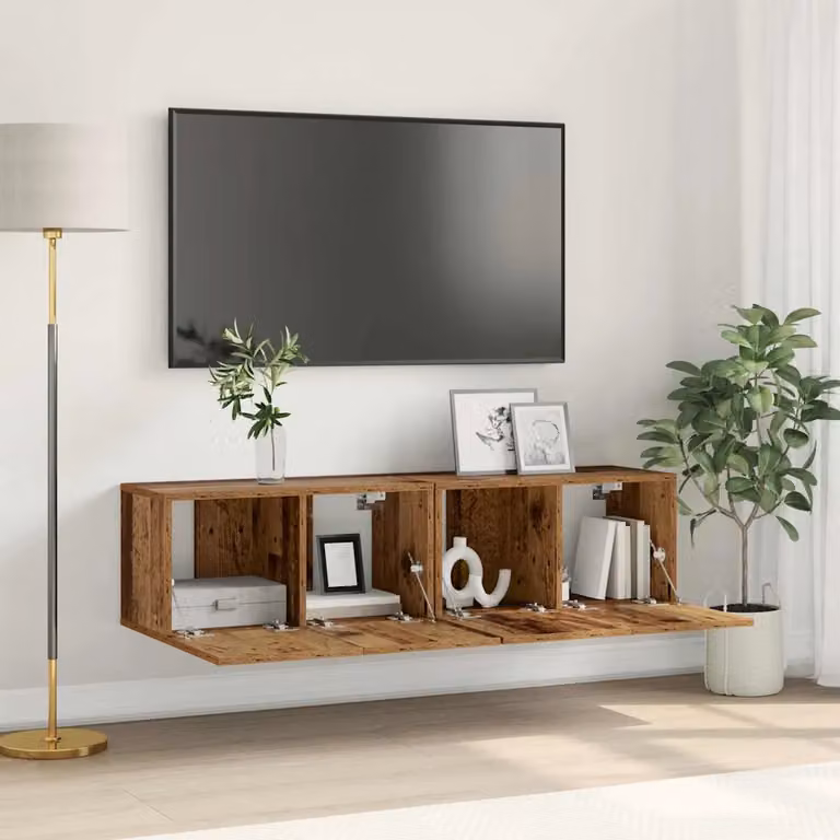Set di 2 mobili TV moderni vidaXL in legno ingegnerizzato marrone per soggiorno L/P/H: 60 x 30 x 30 cm