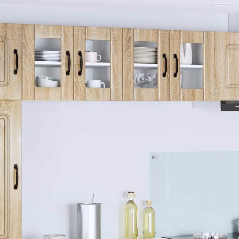 Mobile da parete LUCCA vidaXL in Rovere Sonoma con ante in vetro e ripiani interni, L: 60 cm, P: 31 cm, H: 40 cm