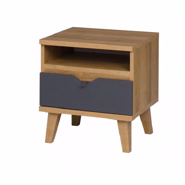 Comodino VISTA – rovere dorato / bianco / grafite