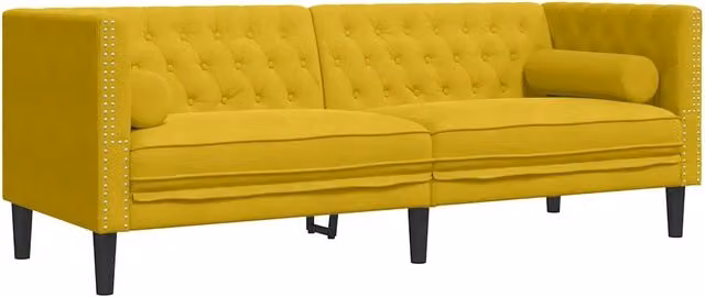 Divano | Divano da soggiorno | Sofa Chesterfield con Rinforzi 3 Posti Giallo in Velluto