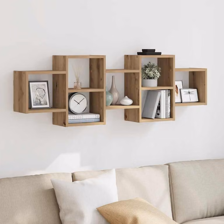 Scaffale a Parete Moderno vidaXL in MDF Marrone L: 129 cm, P: 42 cm, H: 18 cm