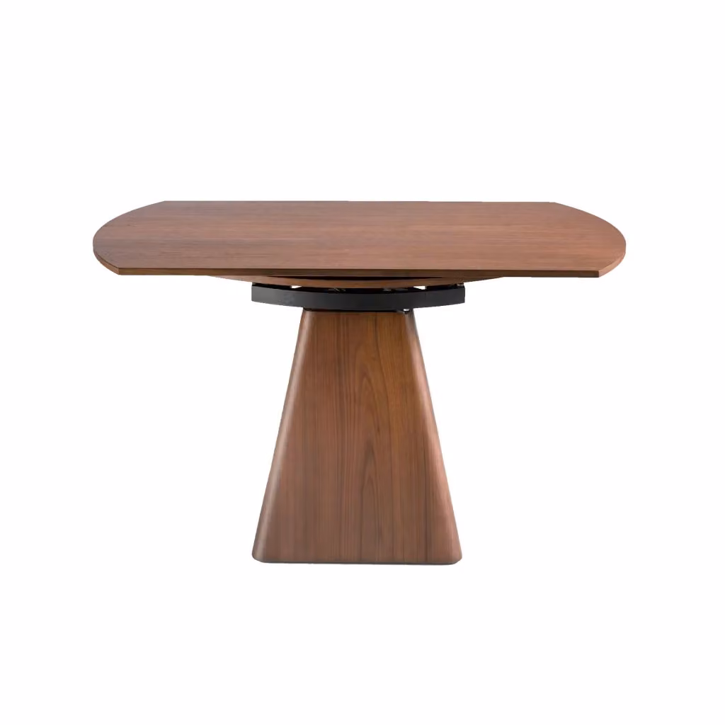 Tavolo da pranzo allungabile ovale Angel Cerdá in legno noce con base centrale moderna, L: 140 cm, H: 75 cm – 2