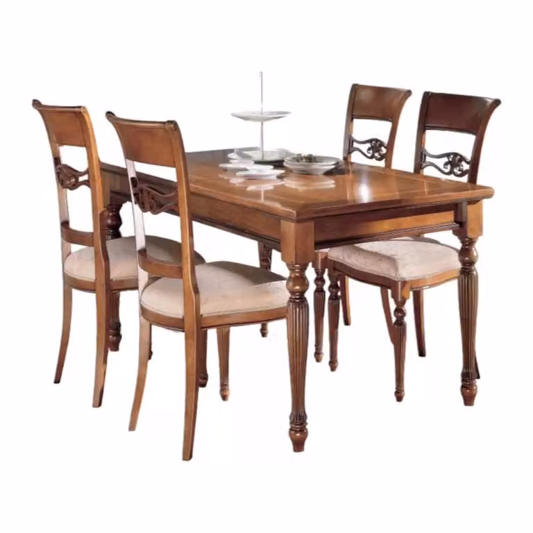 Tavolo rettangolare allungabile in legno intarsiato Bassano marrone Mobili 2G L: 160 cm, P: 90 cm, H: 77 cm