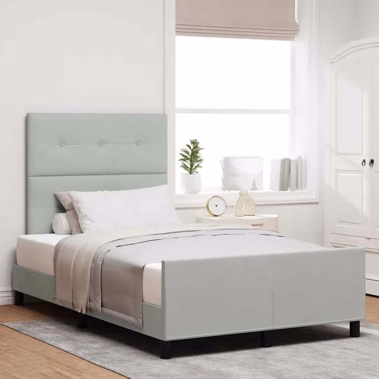 Letto a molle con testiera vidaXL in velluto grigio, L 120 x P 200 cm