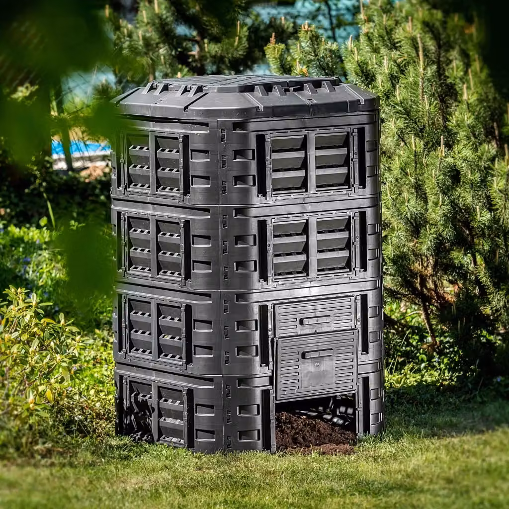Compostiera modulare da giardino KADAX nera resistente al gelo per fertilizzanti – 2