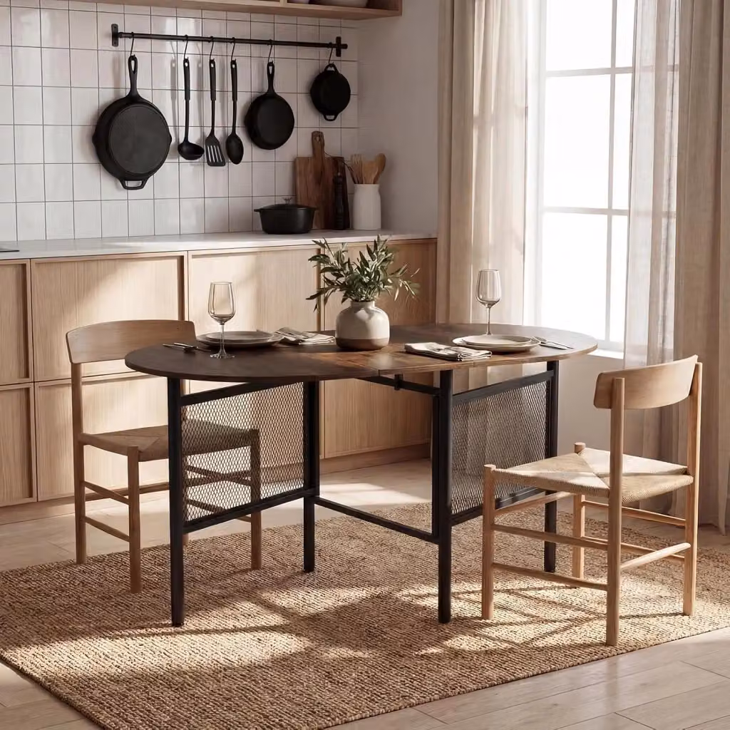 Tavolo da Pranzo Estensibile e Pieghevole Costway con Ali Ribaltabili per Cucina e Soggiorno, L/P/H: 150 x 80 x 76 cm, Colore Caffè – 2
