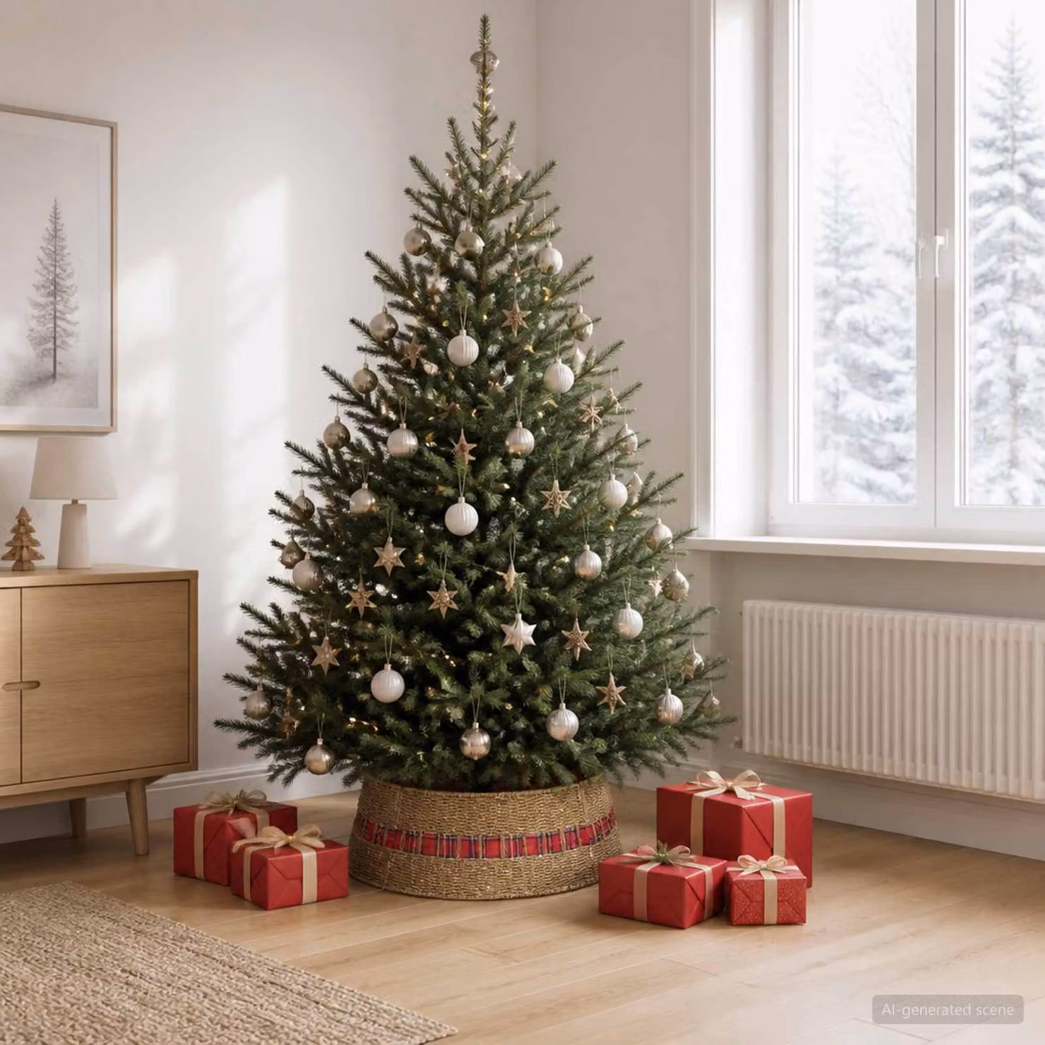 vidaXL Collare per Albero di Natale Rotondo Naturale Ø 75 x 25 cm