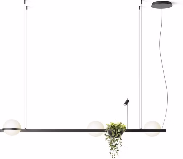 Vibia Palma Sospensione Lineare LED Dimmerabile in Metallo e Vetro Bianco