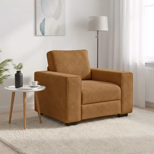 Poltrona Lounge in Velluto Marrone vidaXL L: 100 cm, P: 77 cm, H: 82 cm – 1