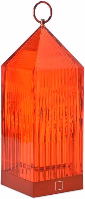 Lampada da tavolo ricaricabile Kartell Lantern LED dimmabile trasparente e rossa per esterno e giardino