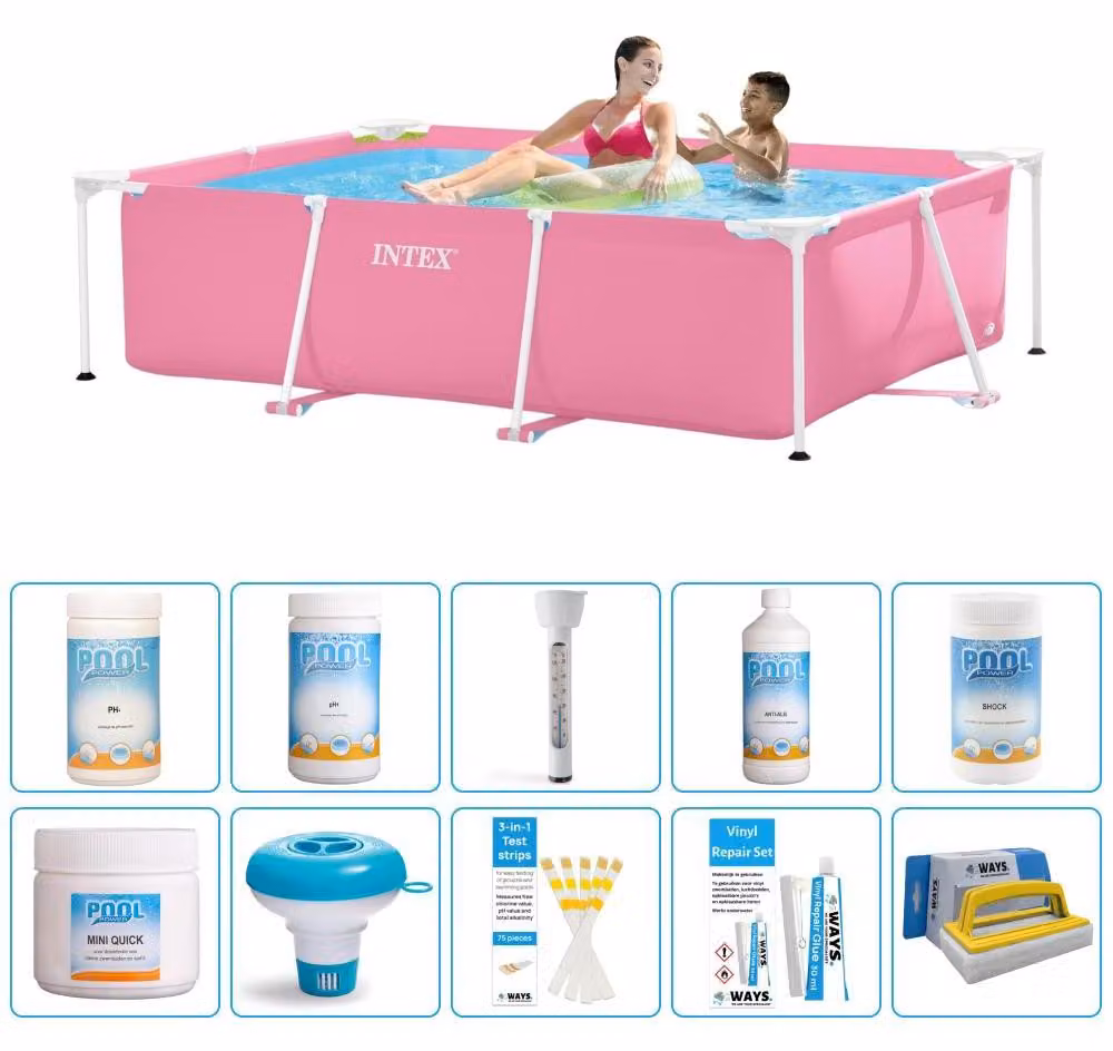 Piscina fuori terra rettangolare - 220x150x60 cm - 11 pezzi - Modello S43236