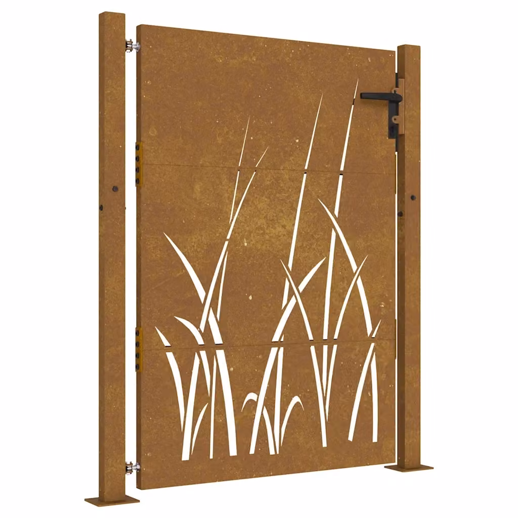 Cancello singolo da giardino vidaXL in acciaio Corten colore marrone L: 110 cm, H: 155 cm – 2