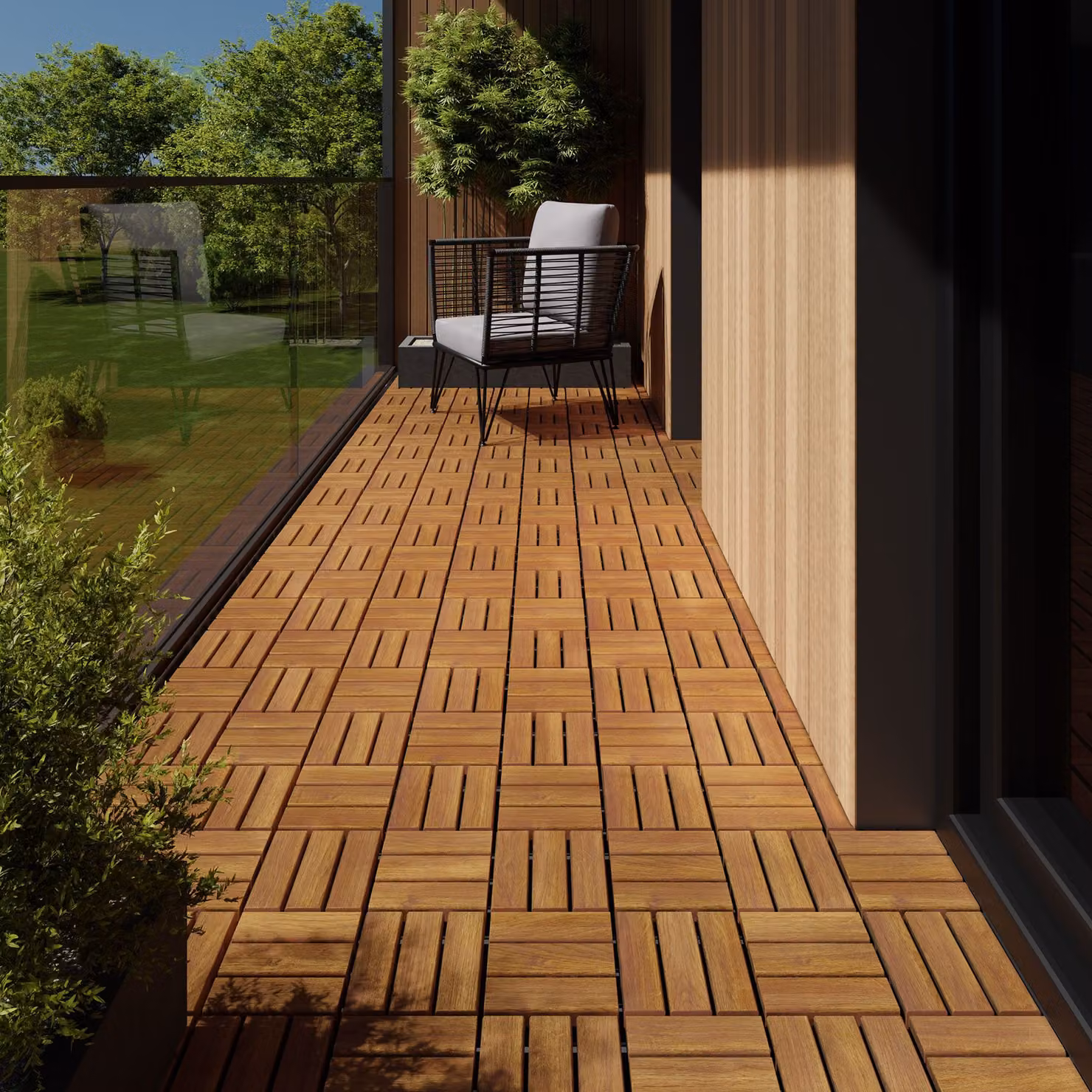Piastrelle per terrazze in legno tectake colore marrone – 2