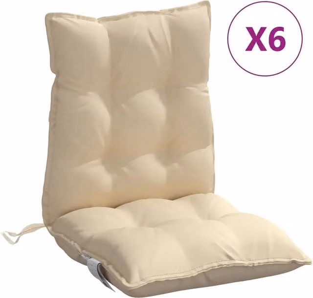 Cuscini per Sedia Schienale Basso 6 pz | Cuscini per sedie Beige in Tessuto Oxford