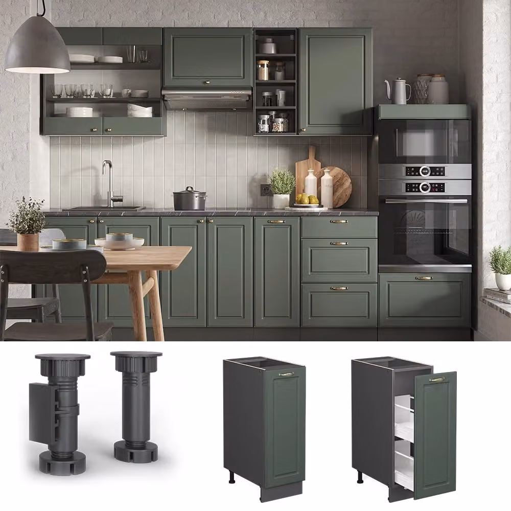 Armadio dispensa alto Fame-Line Vicco stile rustico Verde-oro e Antracite L: 30 cm – 2