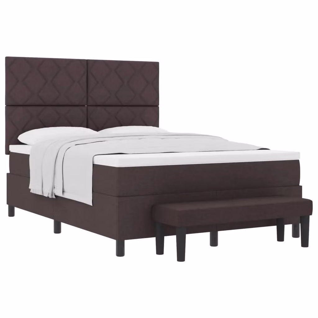 Letto Ibrido con Molle a Tasche e Testiera con Disegno Geometrico vidaXL, Marrone, L/P/H: 160 x 200 x 280 cm – 2