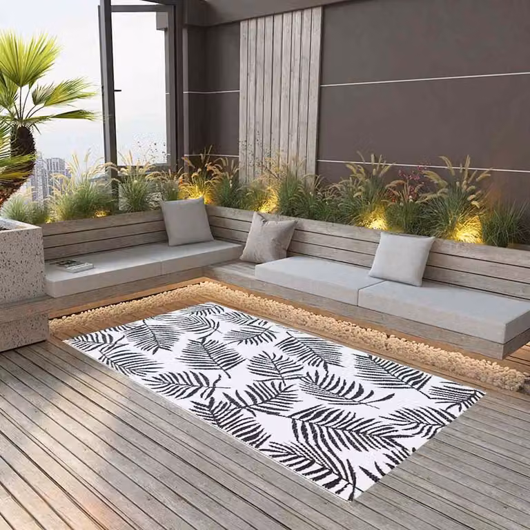 Tappeto da esterni vidaXL ARAKIL bianco e nero in polipropilene L 120 cm x P 180 cm