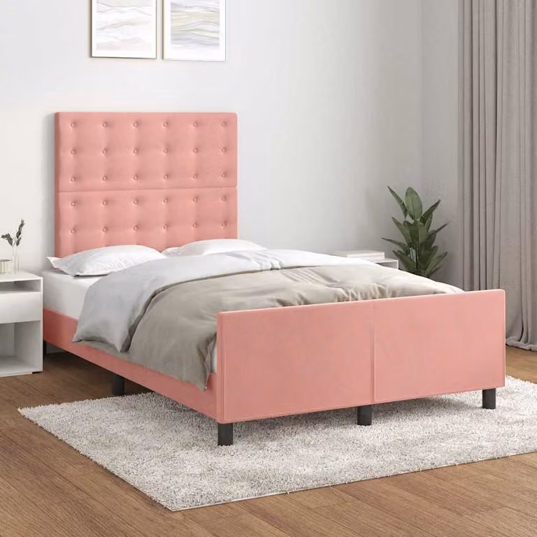 vidaXL Giroletto senza Materasso in Velluto Rosa L/P/H: 120 x 193 x 128 cm