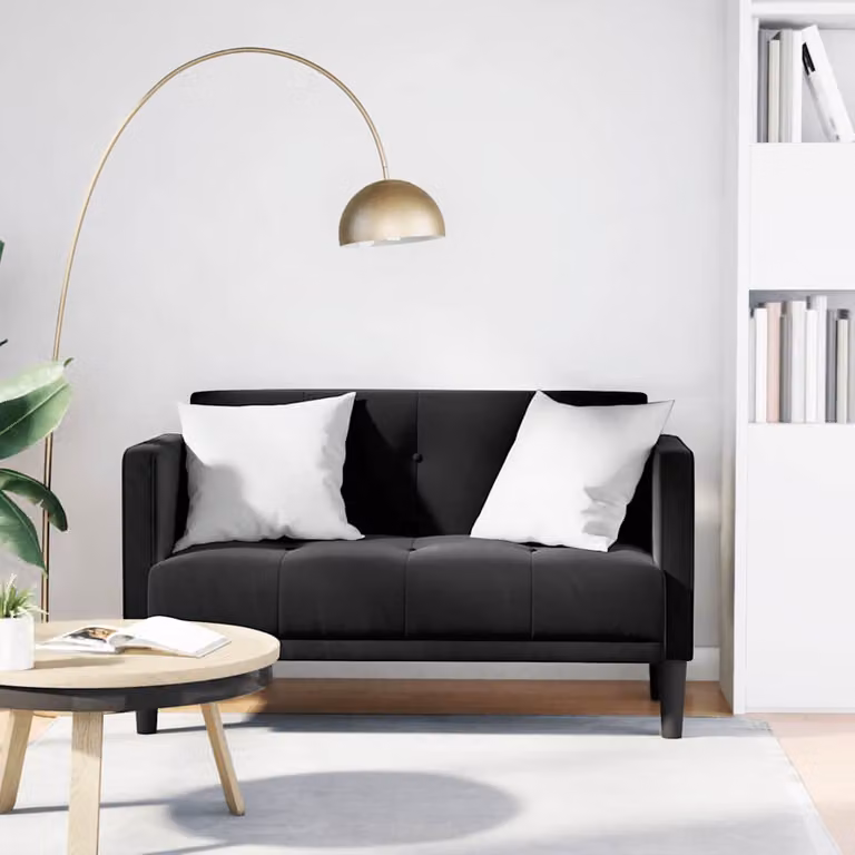 Divanetto vidaXL in Velluto Nero L: 111 cm, P: 74,5 cm, H: 67 cm