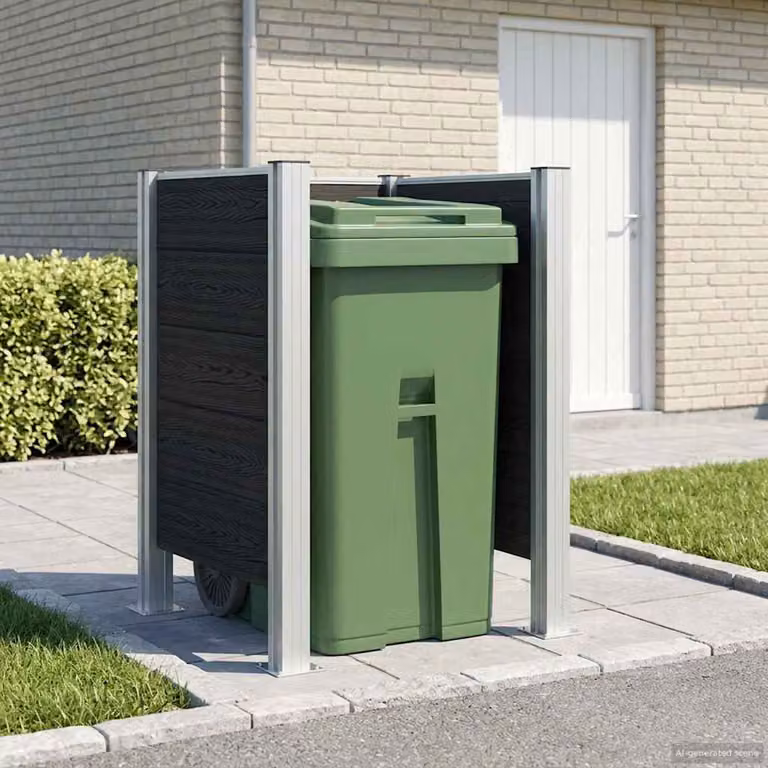 Recinzione contenitore per rifiuti vidaXL in WPC e alluminio, Grigio, L 85 cm x P 85 cm x H 115 cm
