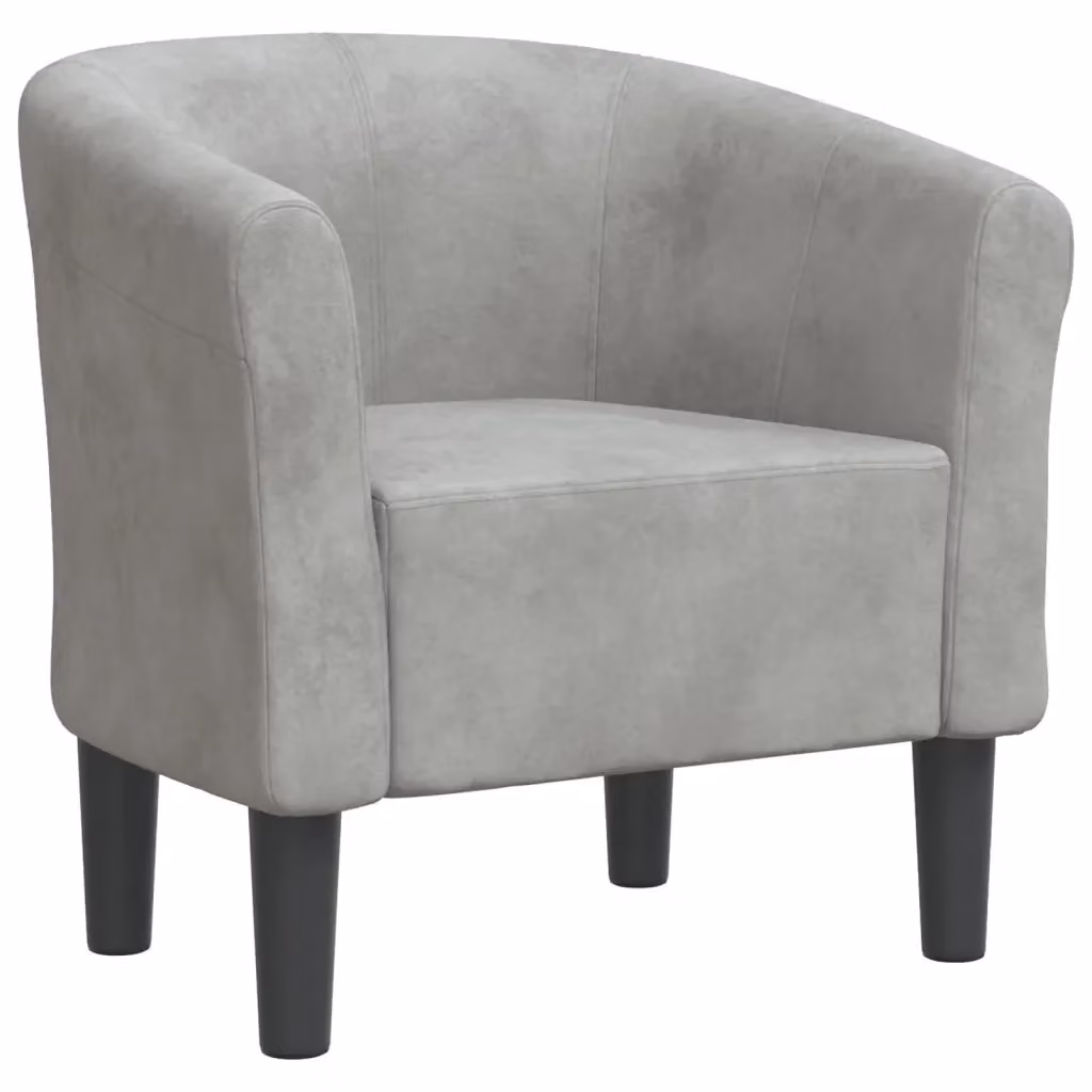 Divano Sedia-Poltrona Cabriolet Grigio Chiaro in Velluto con Braccioli e Struttura in Legno e Plastica – 2