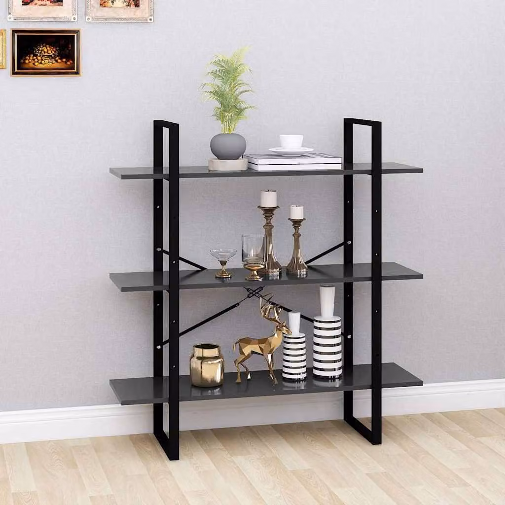 Libreria stile industriale vidaXL in legno e metallo grigia L 100 x P 30 x H 105 cm