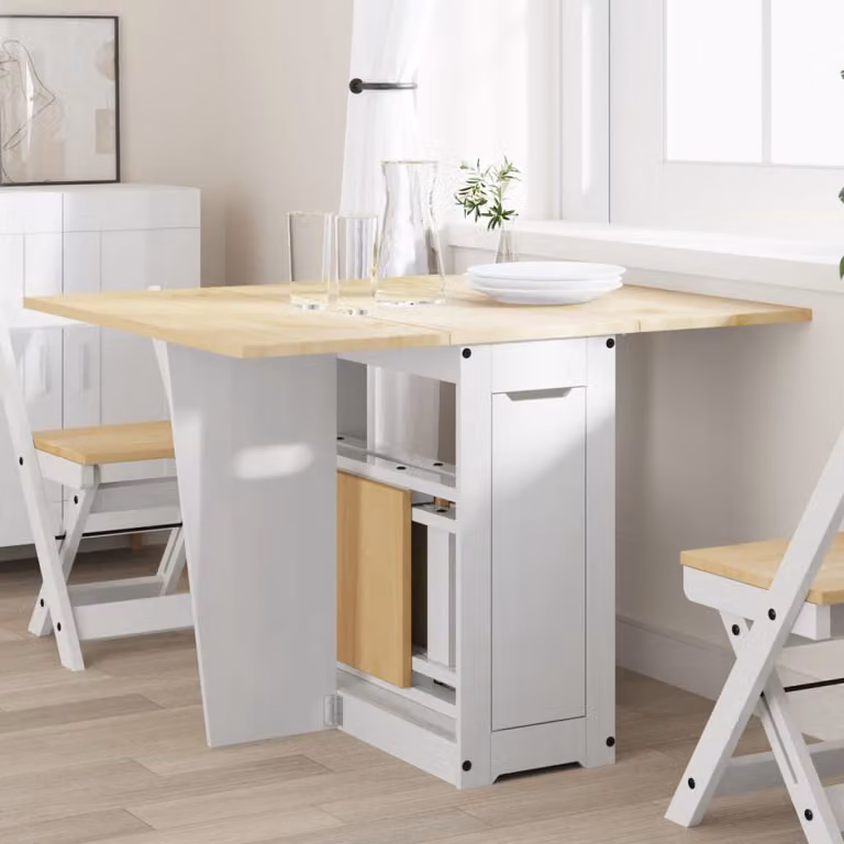 vidaXL Tavolo da Pranzo Corona Estensibile in Legno di Pino Bianco e Marrone con Piano a Farfalla