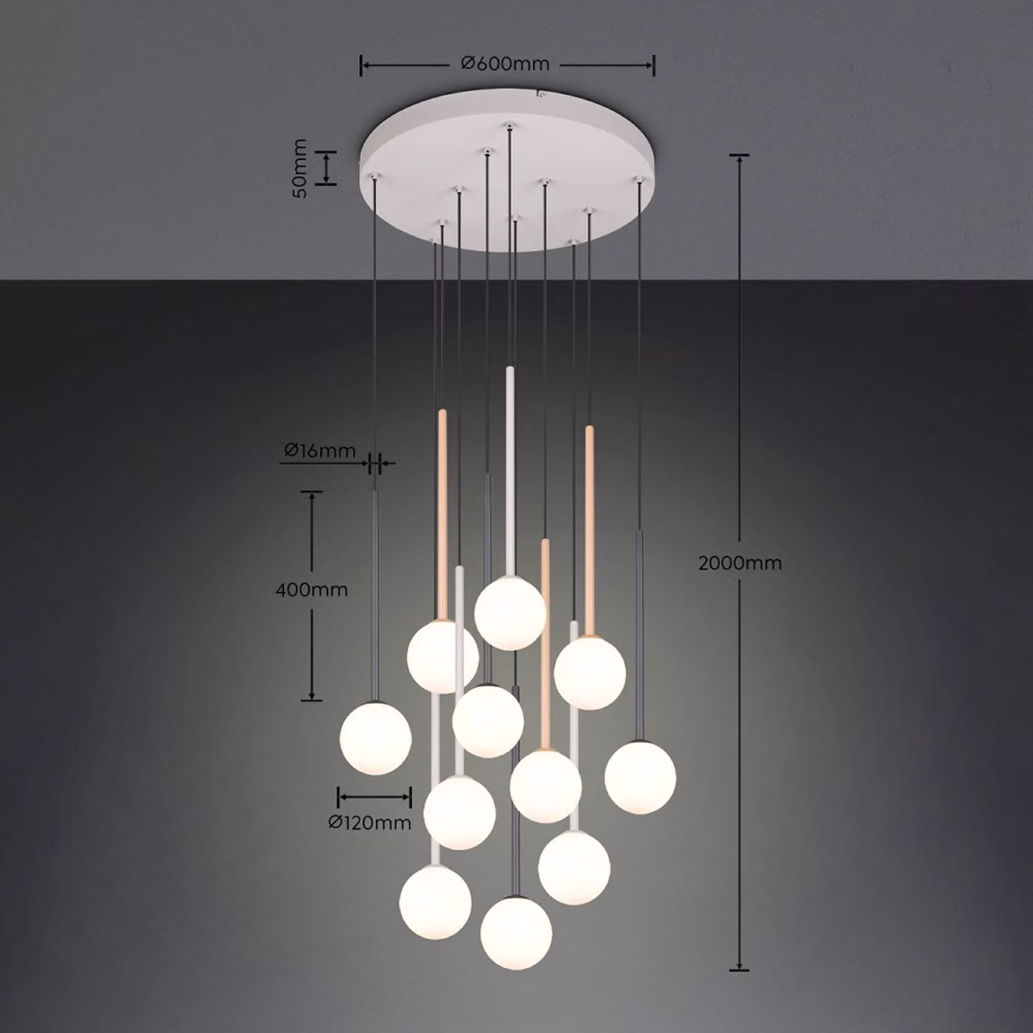Trio Lighting Lampada a sospensione Firano, Multicolore, Soggiorno / Sala da pranzo, Metallo, Moderno, Lampada a sospensione