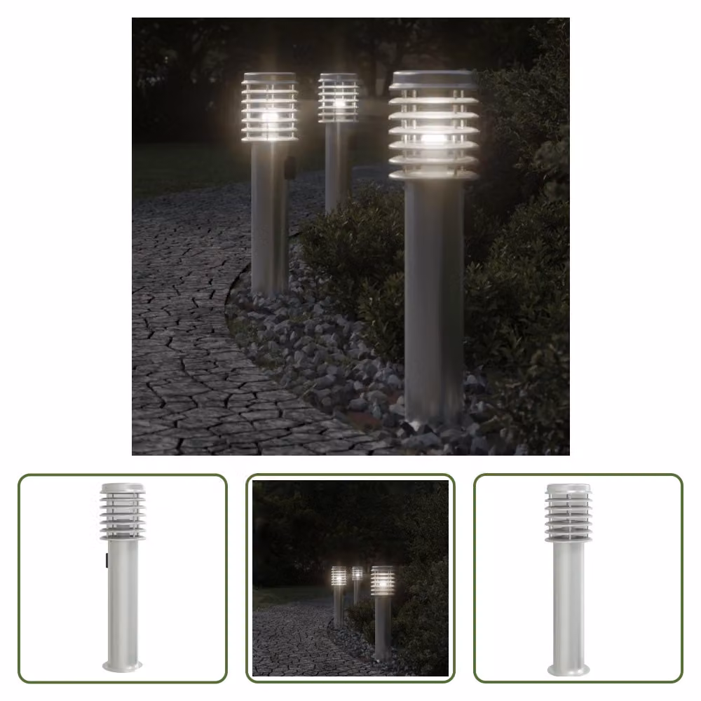 The Living Store Luce di percorso con presa argento 60 cm in acciaio inox