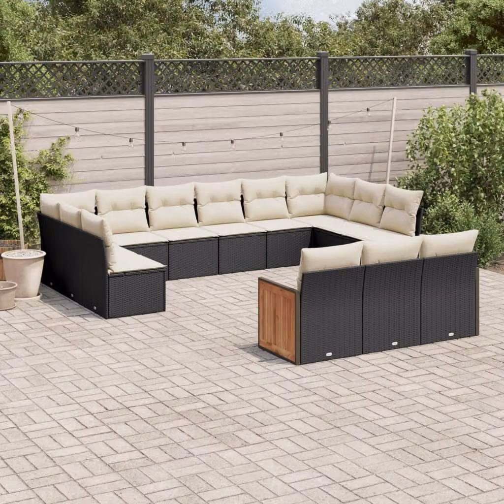 Maison Exclusive - Set Divani da Giardino 13pz con Cuscini Nero in Polyrattan