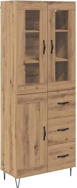 Credenza | Madia | Buffet da pranzo | Armadio da pranzo Rovere artigianale 69,5 x 34 x 90 cm Legno multistrato