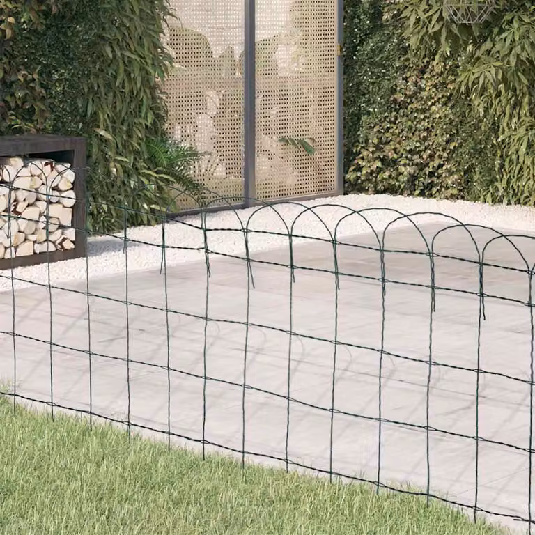 Recinzione per giardino vidaXL in metallo verde verniciato a polvere L: 10 m, H: 0,65 m